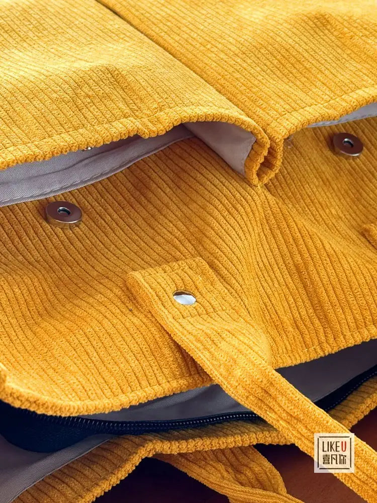 Bolsa de ombro de senhora em bombazine grosso com vários bolsos para o outono e inverno, bolsa de ombro simples para estudantes e lazer