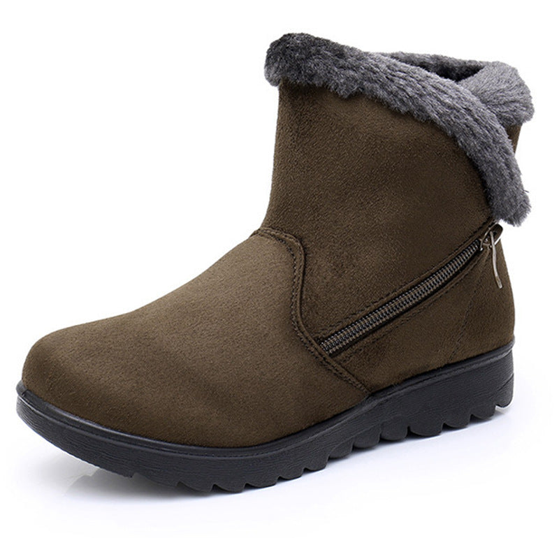 Sapatos de tecido quente para mulheres, botas de neve para idosos