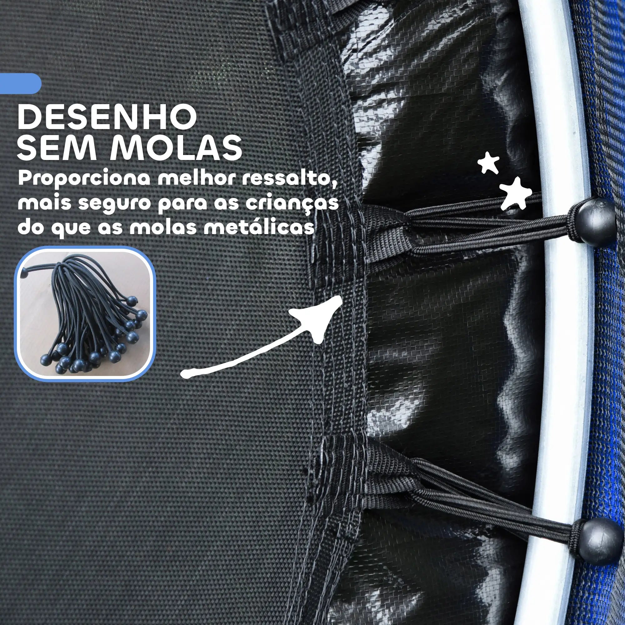 Trampolim Infantil Azul com Rede de Segurança para Crianças 3 a 6 Anos