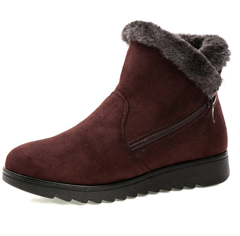 Sapatos de tecido quente para mulheres, botas de neve para idosos