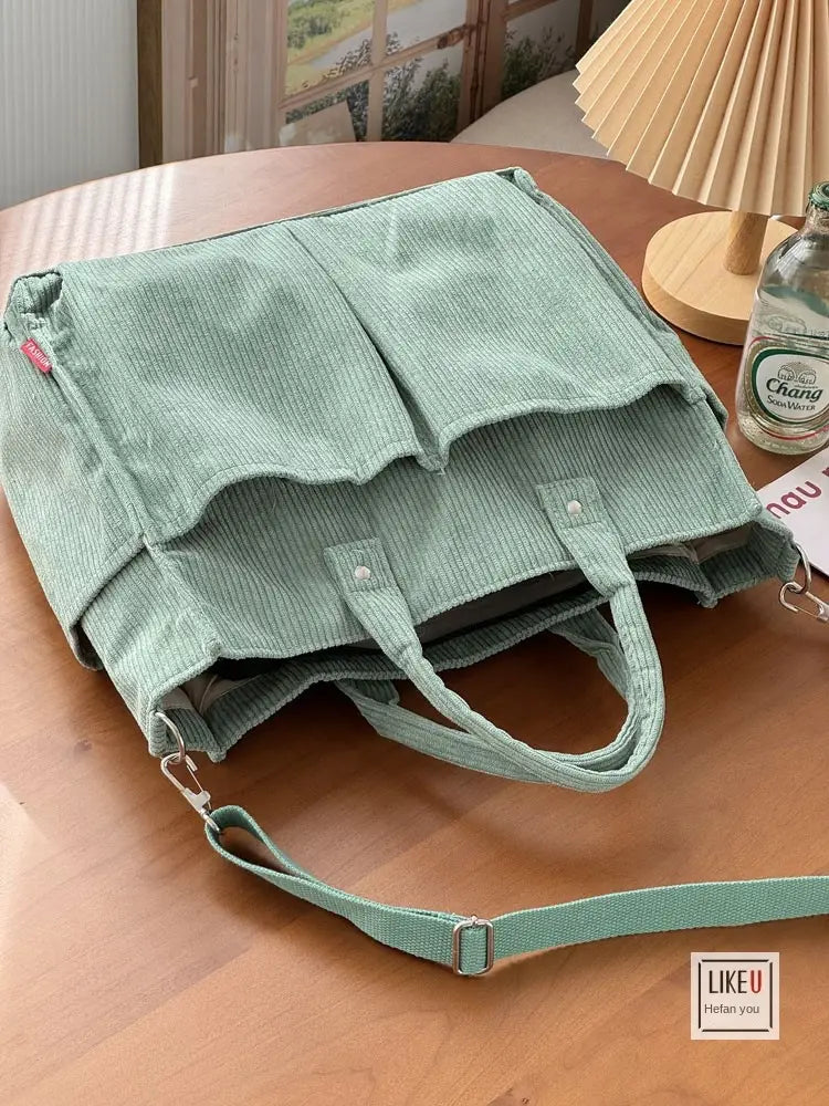 Bolsa de ombro de senhora em bombazine grosso com vários bolsos para o outono e inverno, bolsa de ombro simples para estudantes e lazer