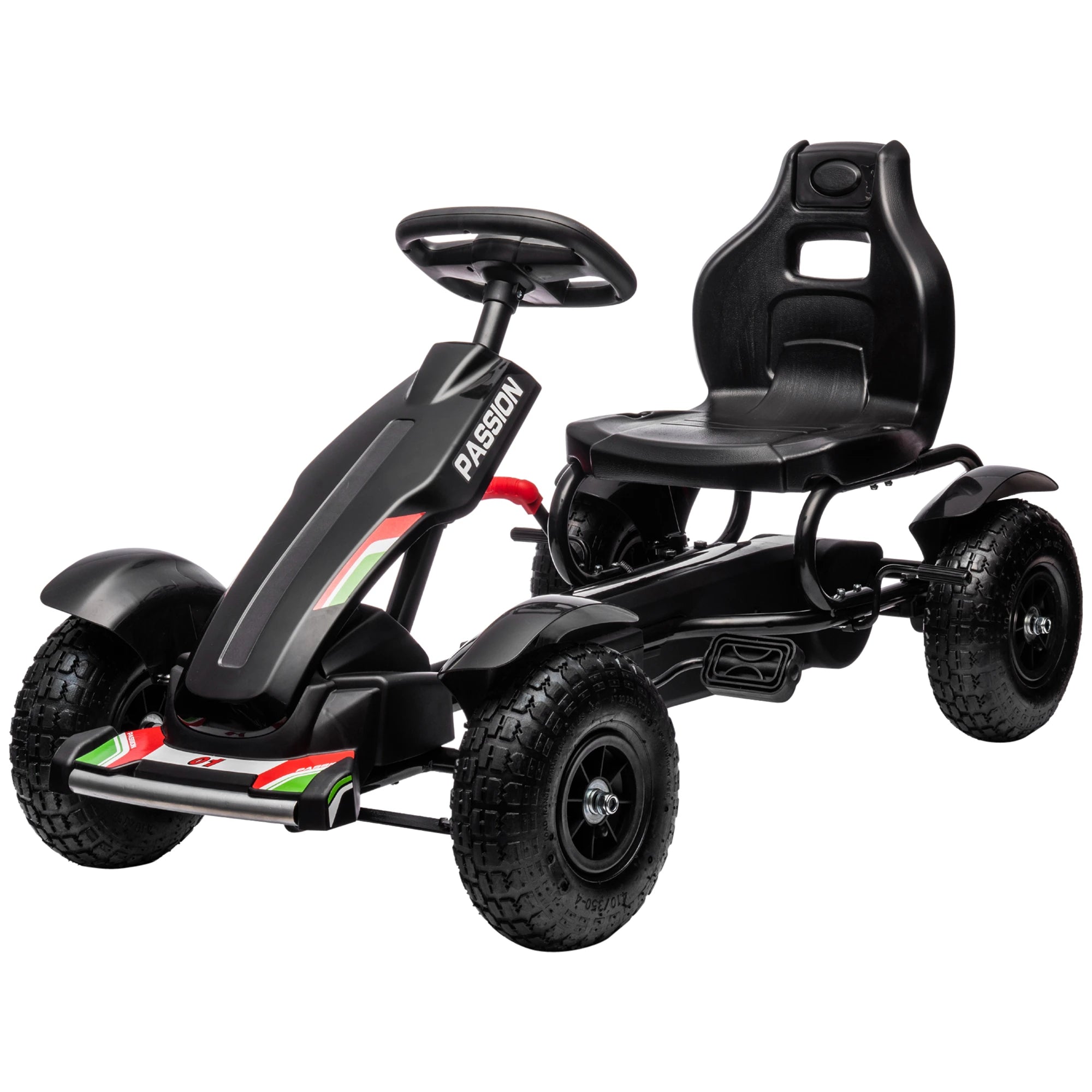 Kart a Pedais para Crianças com Assento Ajustável Pneus de Goma Travão de Mão para Crianças de 5-12 Anos 121x58x61 cm Branco