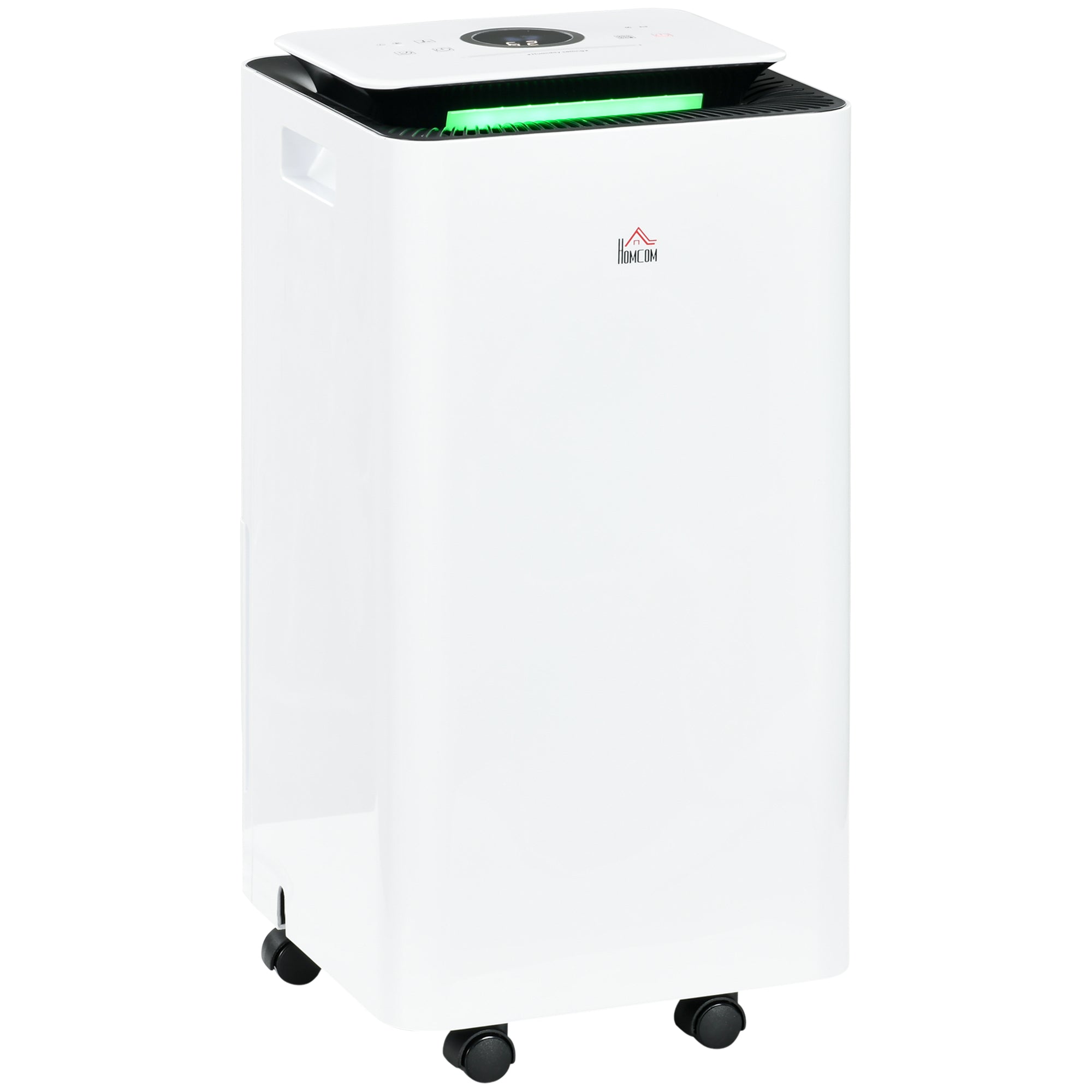 Desumidificador Elétrico 12L/dia Depósito 2,5L Silencioso com 5 Modos 2 Velocidades Ecrã LED e Temporizador 25x25x50,5 cm Branco