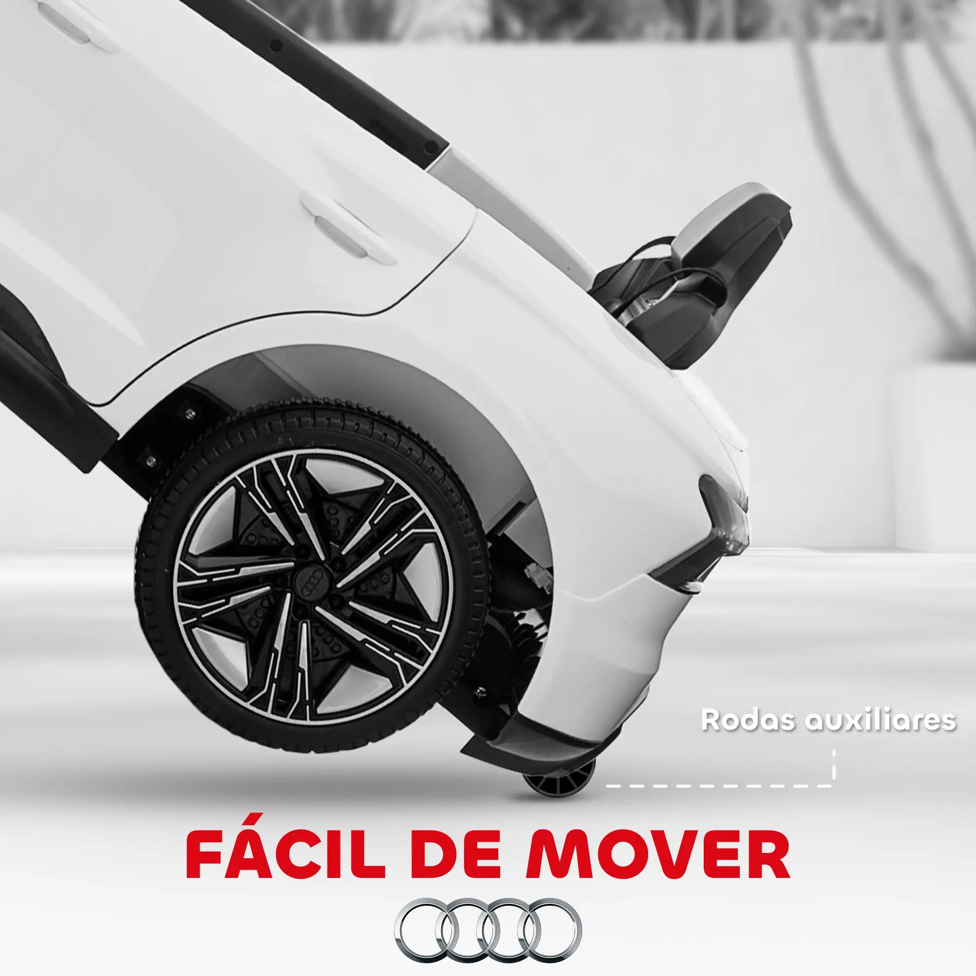Carro Elétrico AUDI RS E-Tron GT 12V com 2 Motores Controlo Remoto Faróis LED Buzina Música USB 3-5km/h 103x58x41cm Branco