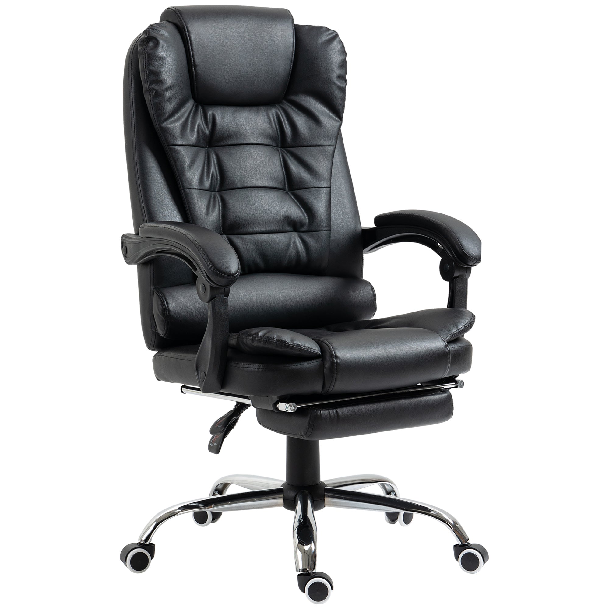 Cadeira de Escritório Reclinável Cadeira Executiva Giratória com Altura Ajustável Estofada em PU 64,5x69x109-117 cm castanha
