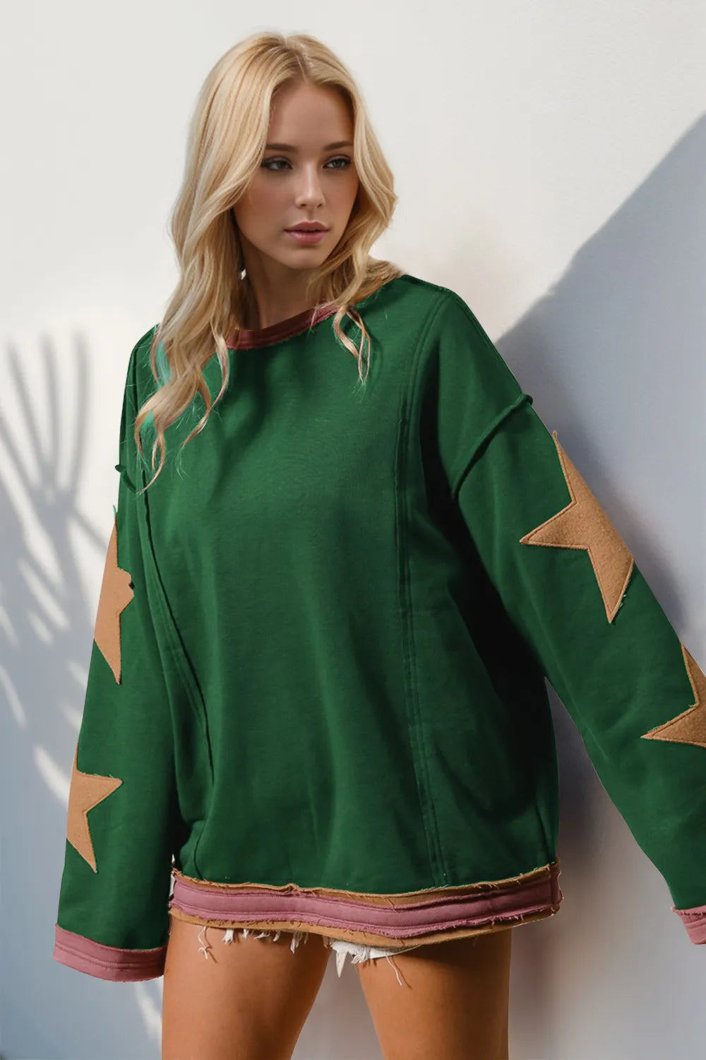 Sweatshirt de manga comprida Double Take Star Patched