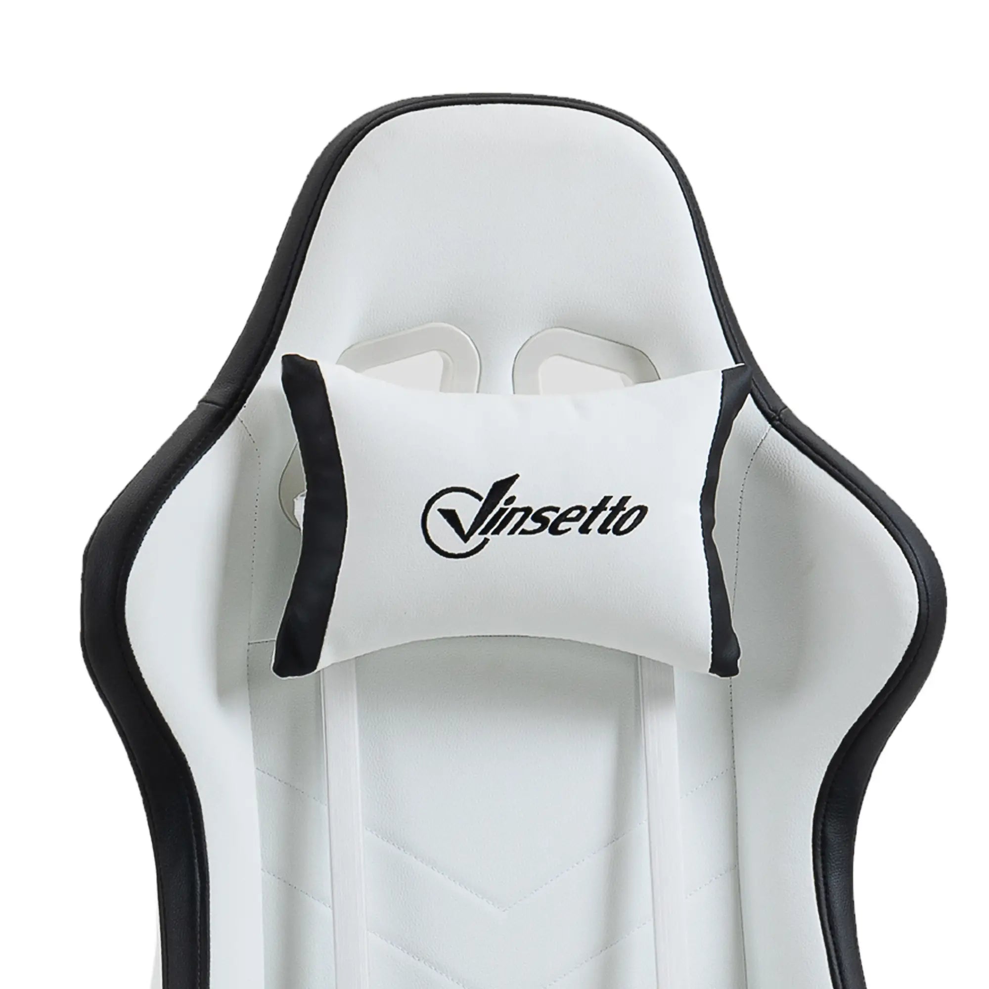 Cadeira Gaming de Couro PU com Altura Ajustável Reclinável 135° e Apoio para os Pés Retrátil 65x65x121-129 cm Branco e Preto