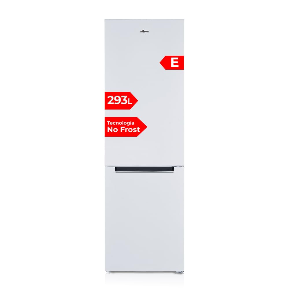 NILSON Frigorífico combinado branco, 2 portas. NC185500ENF, Capacidade de 253 litros, sem rost, Multi Air Flow, baixo nível sonoro, porta reversível, classificação energética E
