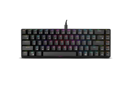 Ozone Gaming OZTACTICALSP Mini teclado tático para jogos, mecânico sem teclado numérico, Bluetooth, interruptores vermelhos Outemu, iluminação LED RGB, silencioso, disposição em inglês, preto