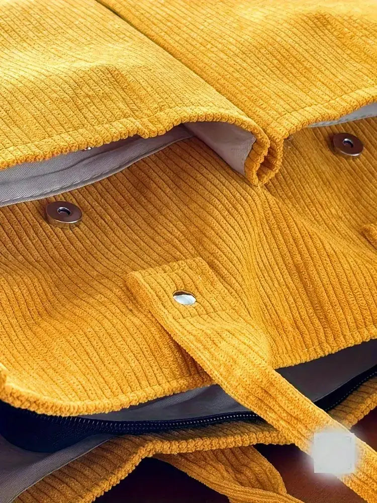 Bolsa de ombro senhora em bombazine grosso com vários bolsos para o outono e inverno bolsa simples estudantes lazer