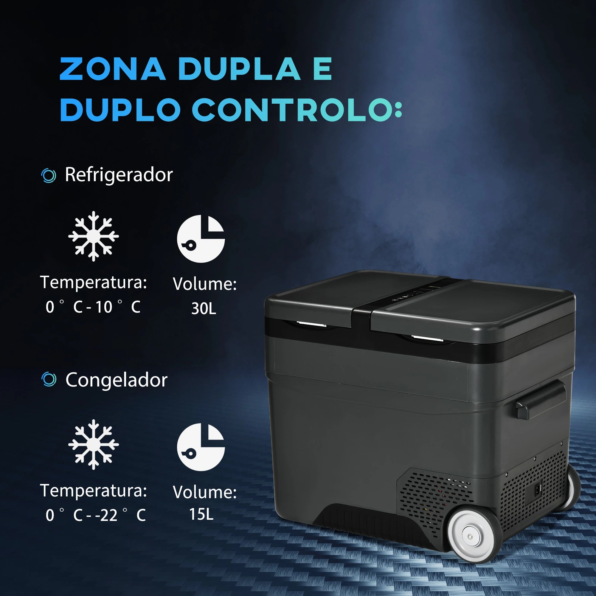 Elektrolyczna lodówka kompresorowa portatywna 45L z podwójnym kontrolerem temperatury