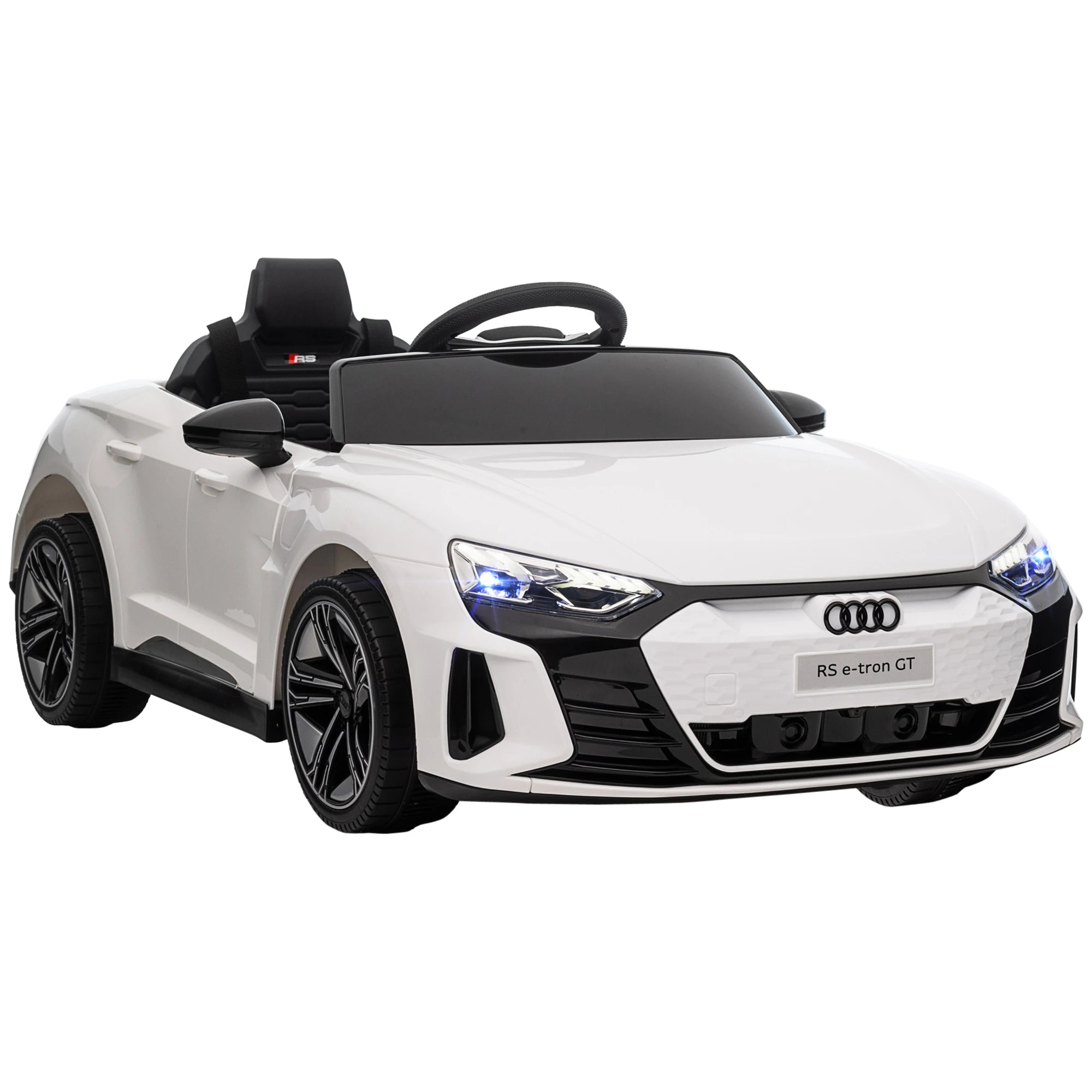 Carro Elétrico AUDI RS E-Tron GT 12V com 2 Motores Controlo Remoto Faróis LED Buzina Música USB 3-5km/h 103x58x41cm Branco