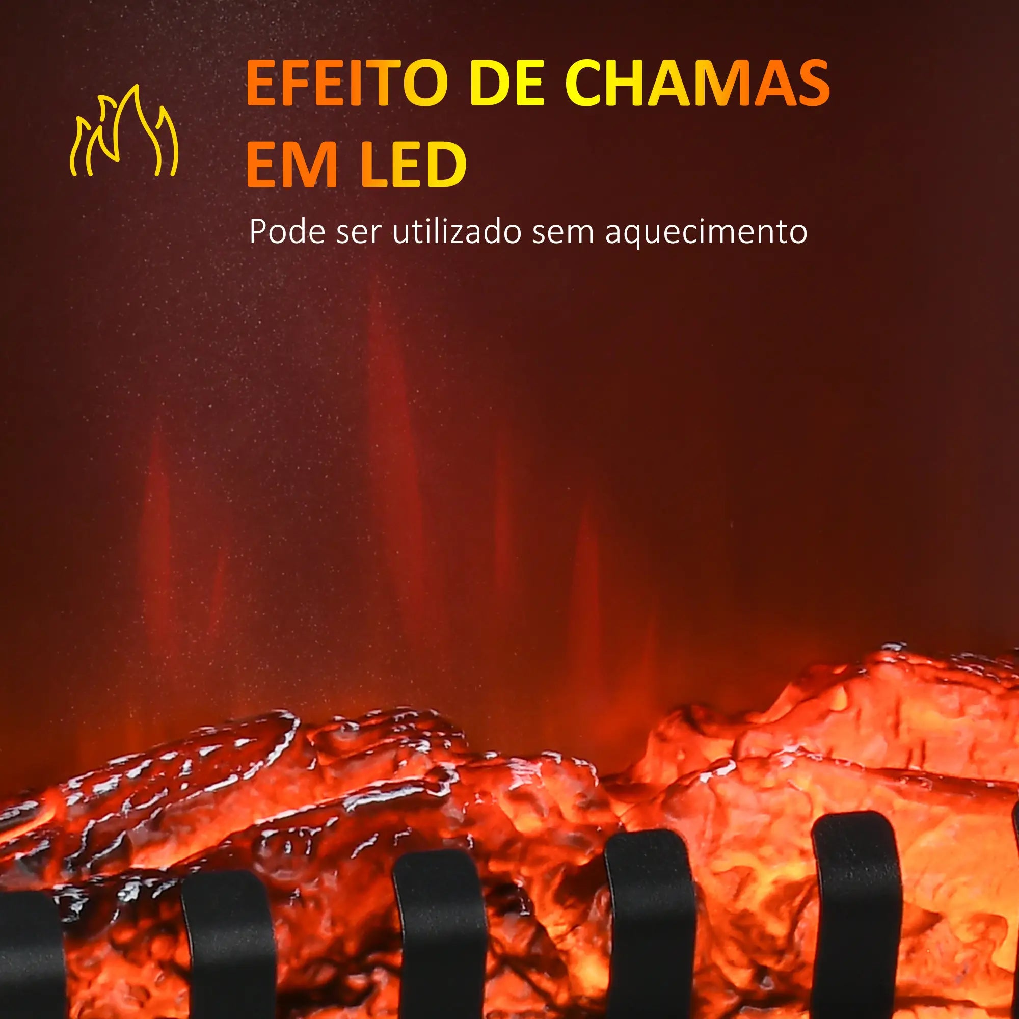Lareira Elétrica 1000W/2000W com Luzes LED Chamas Realistas e Proteção Contra Superaquecimento para 15-20 ㎡ 60x37x60,5 cm Preto