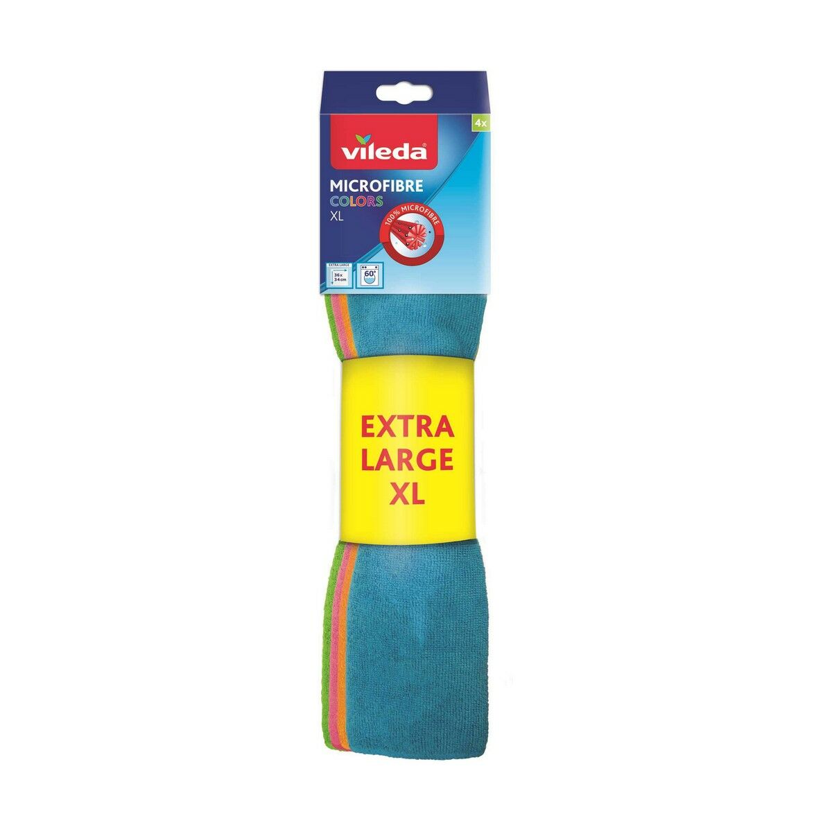 Pano de limpeza de microfibra Vileda 141413 Branco Verde Laranja Turquesa Microfibra Poliamida Poliéster (4 Unidades) (4 Peças)