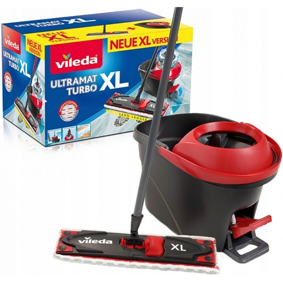 Mop with Bucket Vileda Ultramat Turbo XL Preto Vermelho Microfibra