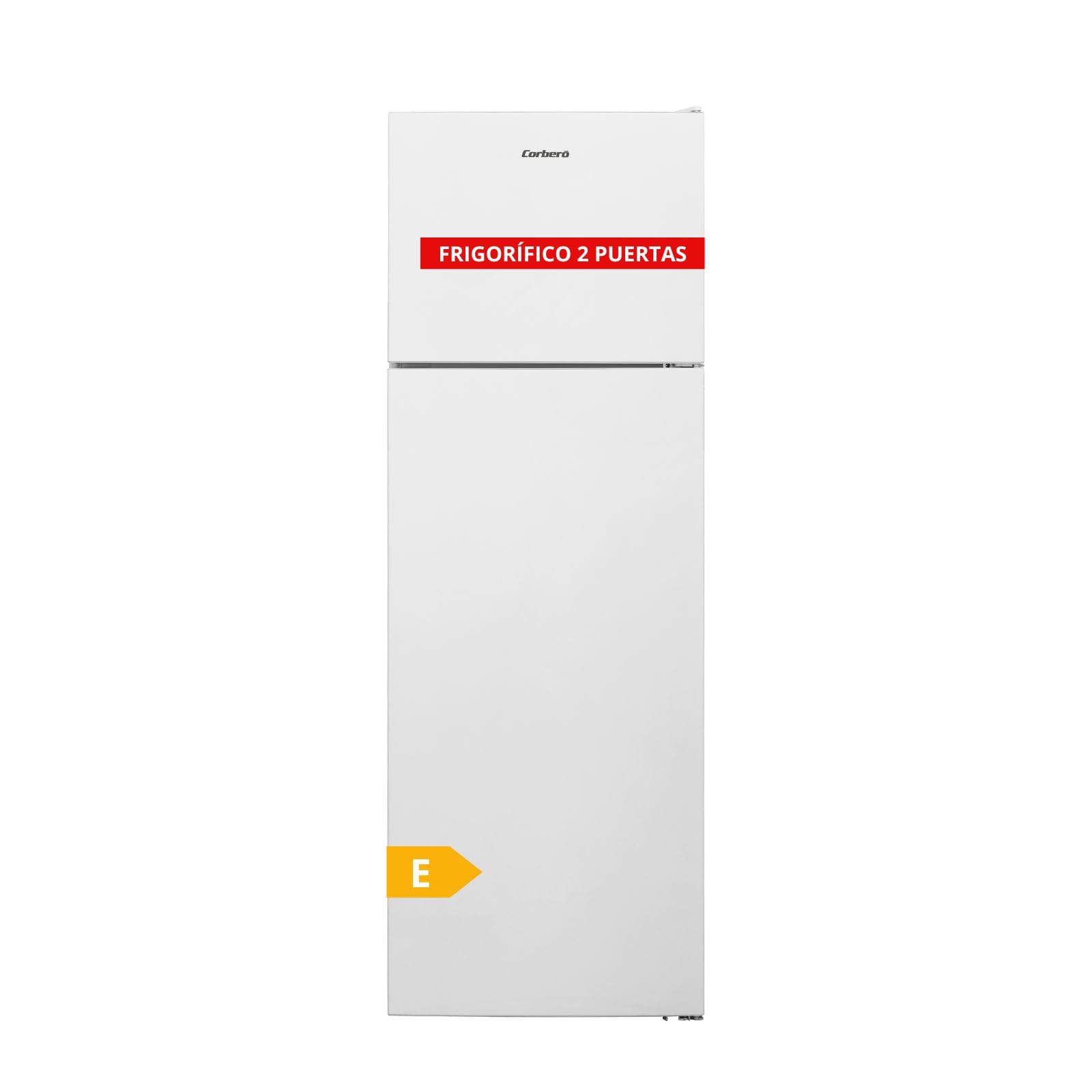 Corbero - Frigorífico 2P CF2PV21324W | Capacidad 212L | Blanco | Luz Interior, Crisper, Balcones Ajustables, Descongelación Manual, Estantes de Cristal, Huevera, Cubiteras | Eficiencia Energética E