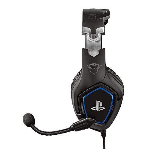 Auscultadores Trust Gaming para PS4 e PS5 GXT 488 Force, headset oficial licenciado para PlayStation, microfone dobrável, colunas ativas de 50 mm, cabo de nylon entrançado de 1,2 m, preto