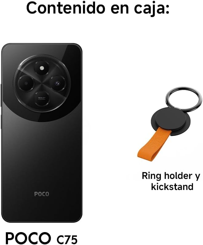 Xiaomi Poco C75 - Smartphone de 8 + 256 GB, ecrã imersivo de 120 Hz, MediaTek Helio G81-Ultra, câmara dupla de 50 MP IA, 5160 mAh, carregamento rápido de 18 W, NFC, dourado (versão ES)