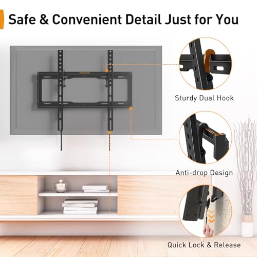Perlegear Suporte de parede para TV de 26 a 65 polegadas - Suporte de TV de parede inclinável com carga de 45 kg, VESA máx. 400x400 mm