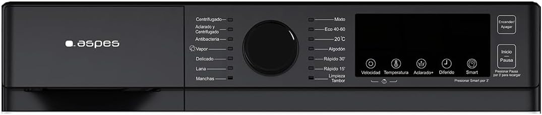 Aspes Lavadora 8 kg carga frontal branca AL8202AIDV. 1600W, 1200 rpm, Inverter Motor, 11 Programas, Função Stop &Go, Tambor Diamante, Classe de eficiência energética A