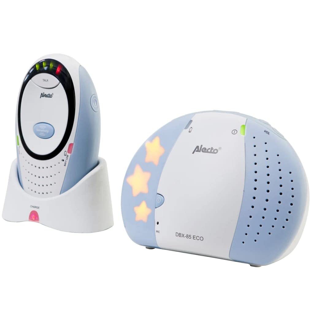 Alecto DBX110 - Vigilabebés Digital con DECT, Alcance de 300 m, diseño Compacto, Escala de Volumen LED, función VOX, Baja radiación, Color Blanco