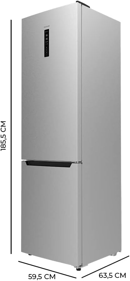 Cecotec Frigorífico Combi 2 portas de Bolero CoolMarket Combi 322 Inox D. 322 l, altura 185 e 60 cm de largura, baixo consumo, inversor do motor, sistema multi ar low, total sem gelo