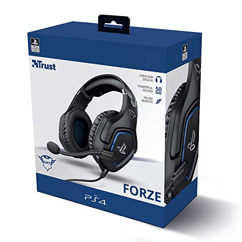 Auscultadores Trust Gaming para PS4 e PS5 GXT 488 Force, headset oficial licenciado para PlayStation, microfone dobrável, colunas ativas de 50 mm, cabo de nylon entrançado de 1,2 m, preto