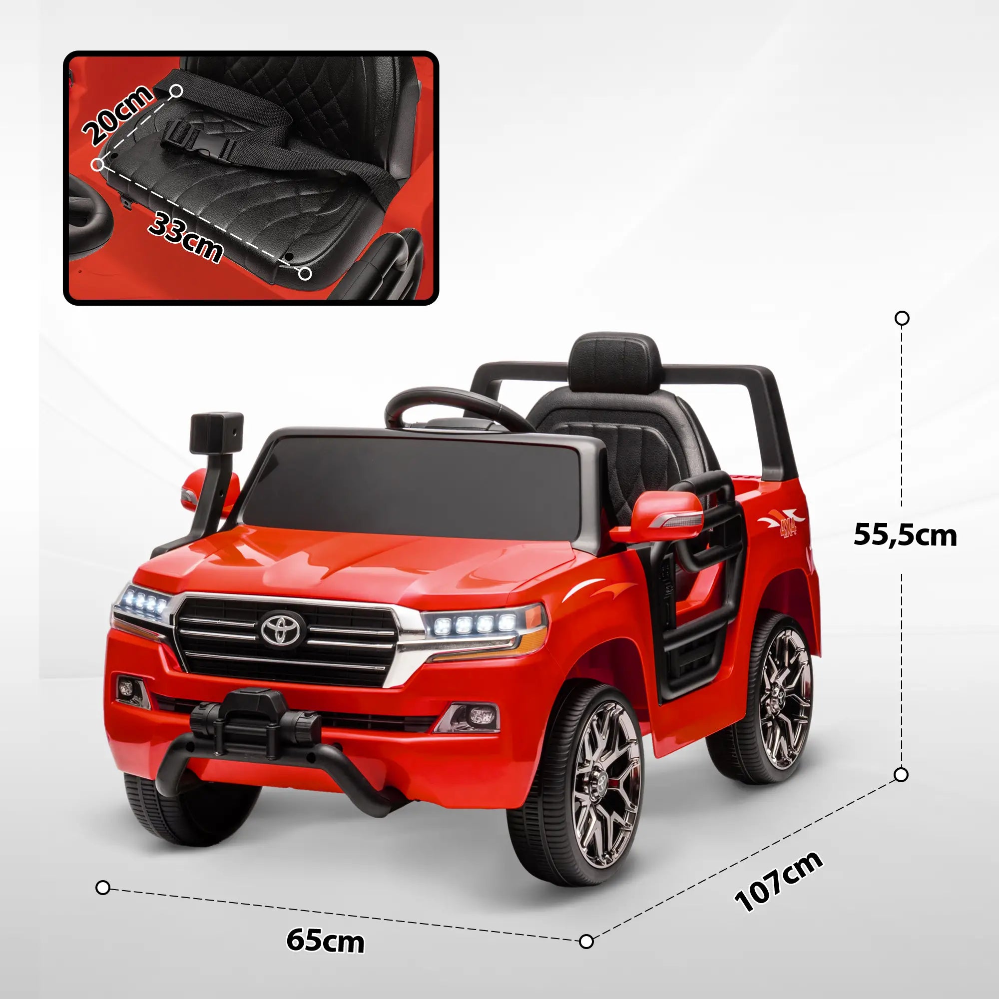 Carro Elétrico Toyota Land Cruiser 12V para Crianças Vermelho