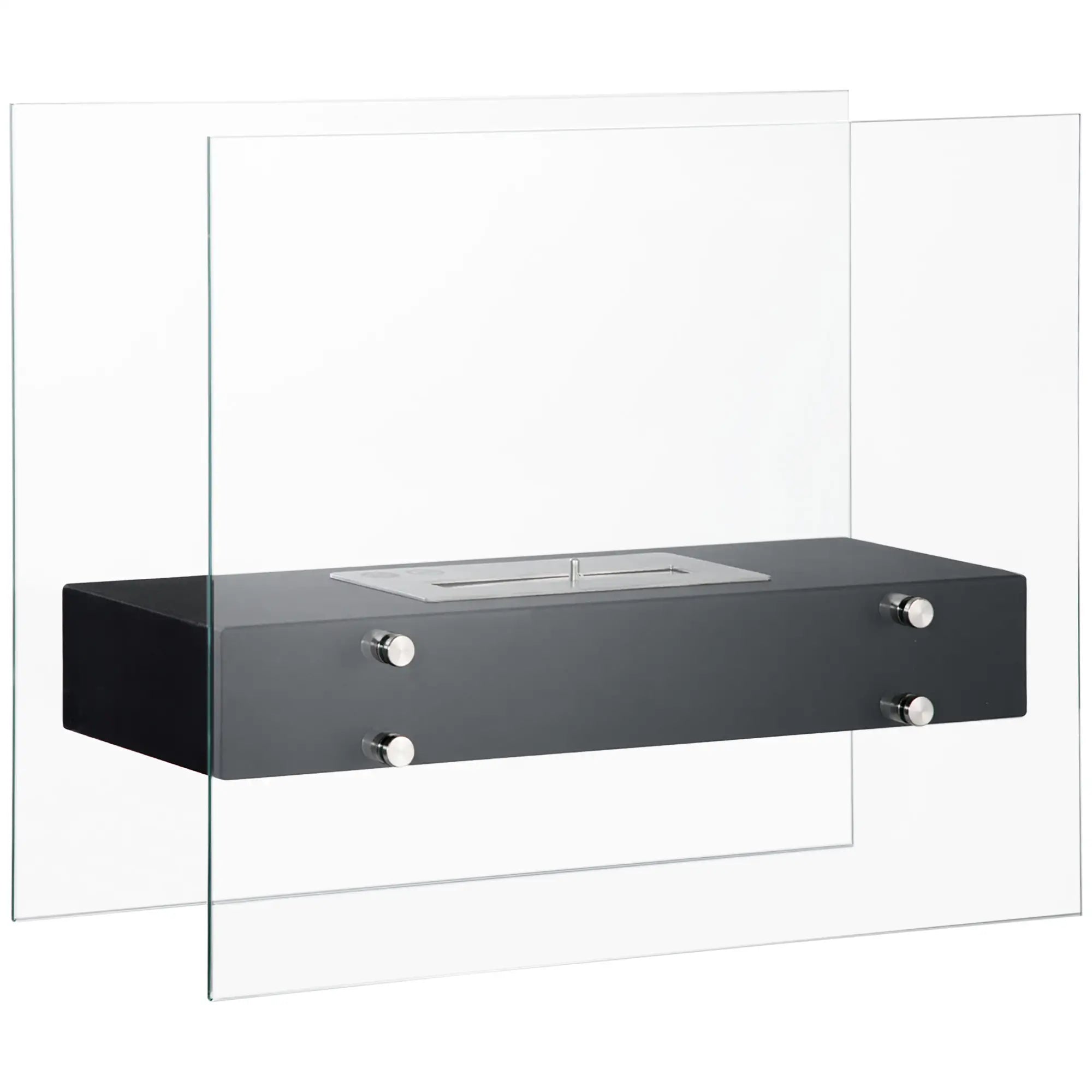 Lareira de Bioetanol 7000 BTU com Tanque de 1,5 L Tempo de Combustão 3H para Interiores 20-25 m² 60x26x50 cm Preto