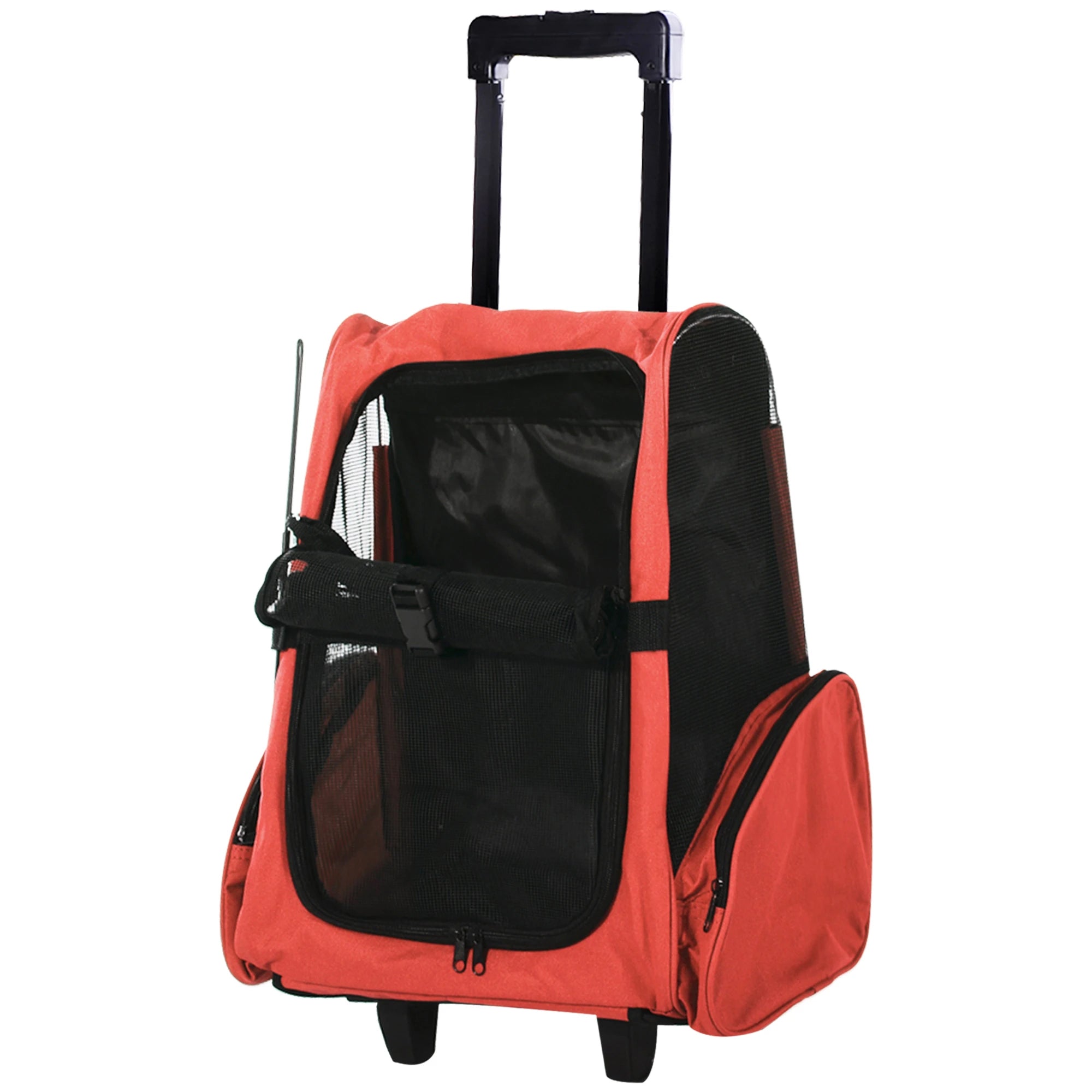 Transportadora 2 em 1 para Animais de Estimação Mochila e Carrinho Vermelha