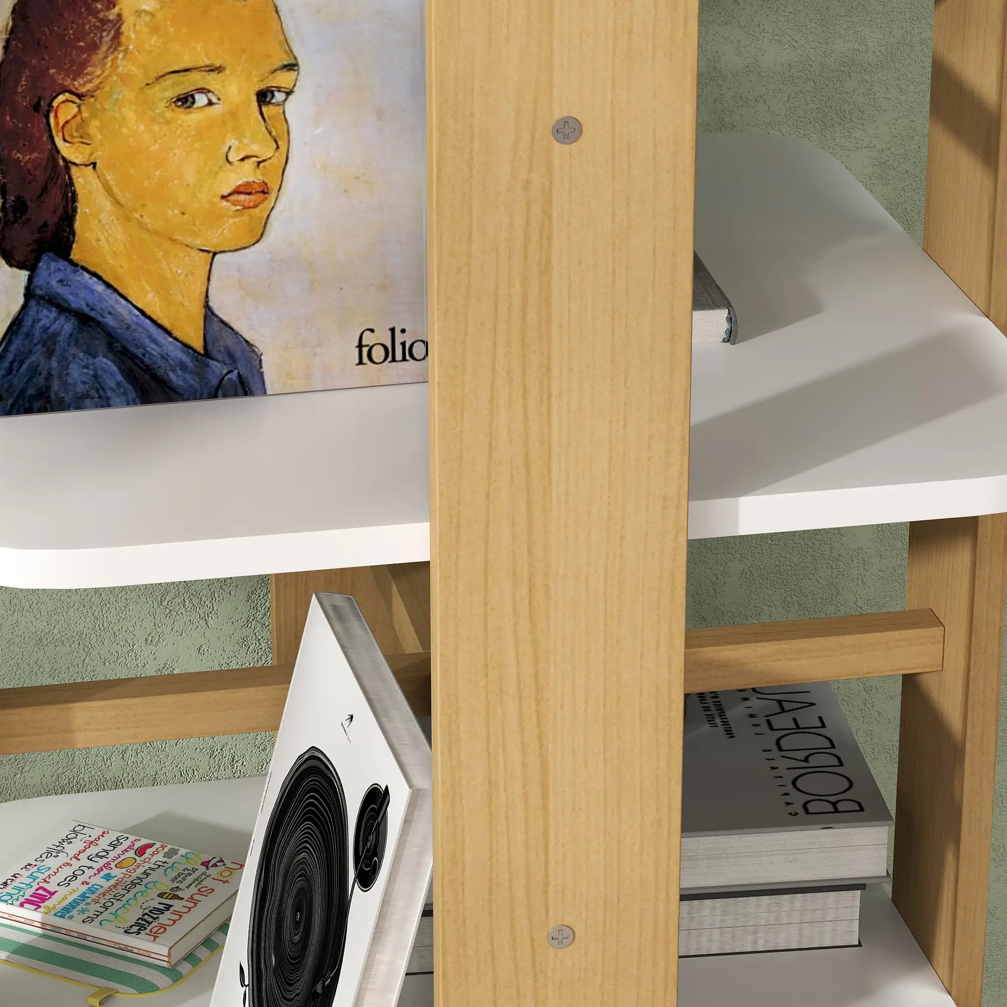 Estante para Livros Infantil Estante para Crianças com Rodas 3 Prateleiras 48x48x99,5 cm Branco e Madeira
