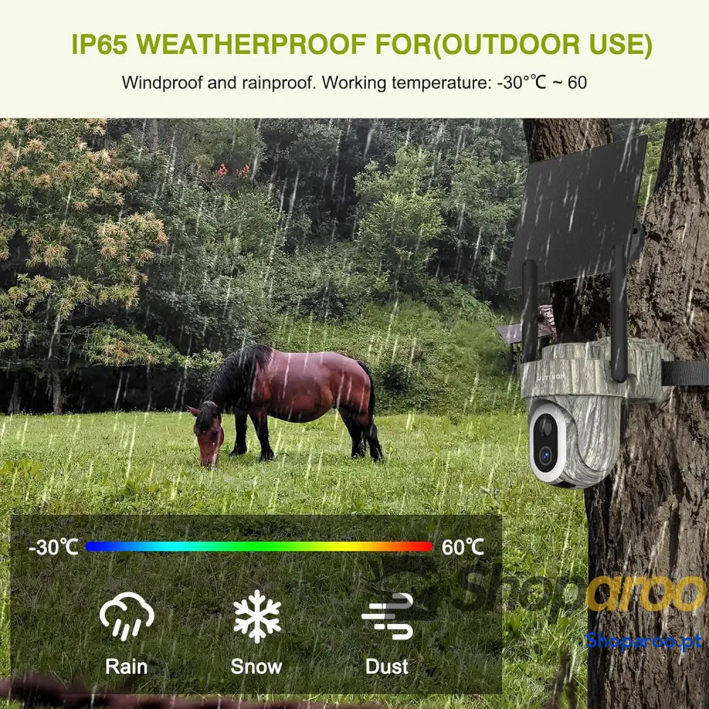 4G Câmara de vigilância exterior com painel solar 2K câmara sem fios monitorização movimento PIR panorâmica 360° áudio