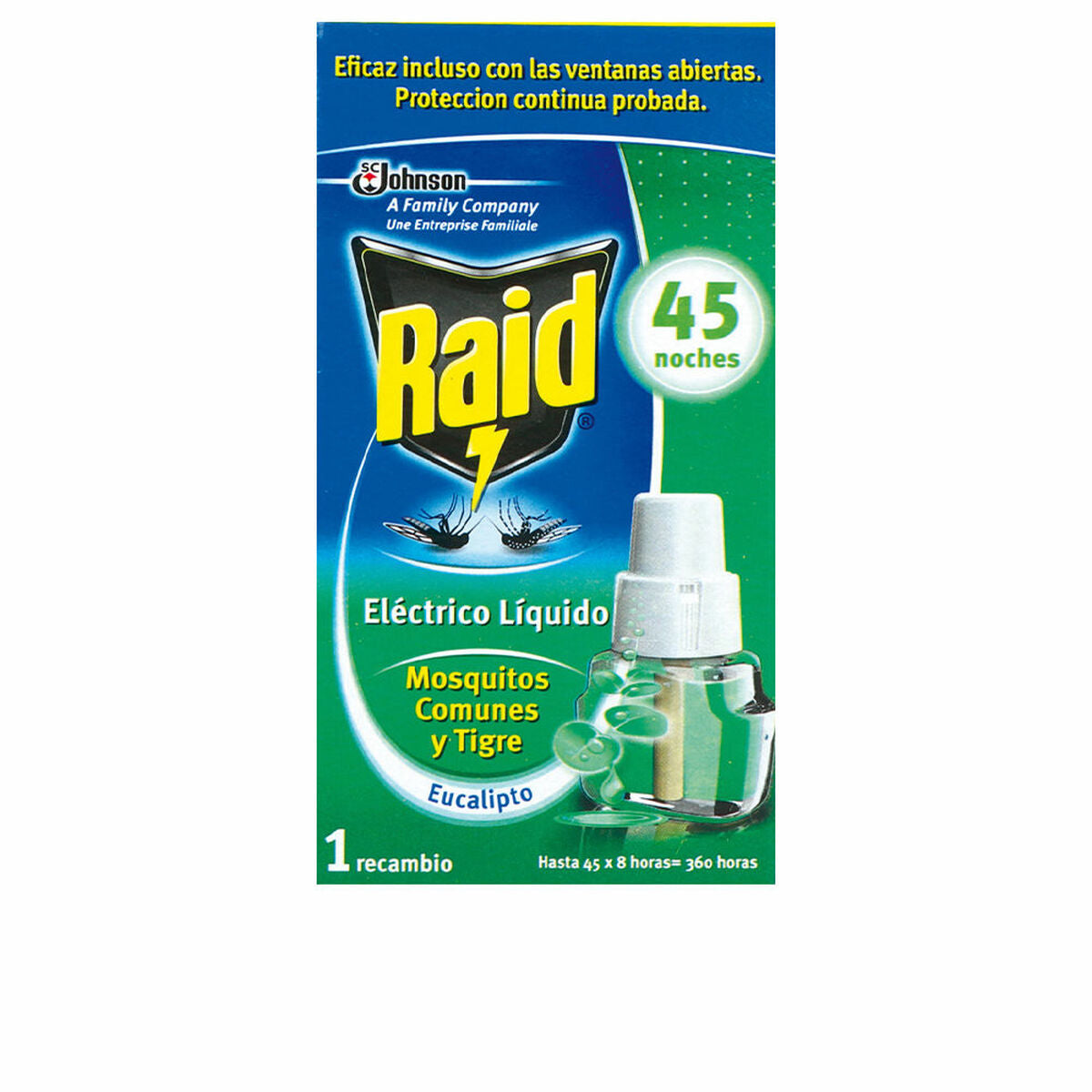 Refil antimosquito Raid Proteccion Antimosquitos Eucalipto Eucalipto 45 Noite