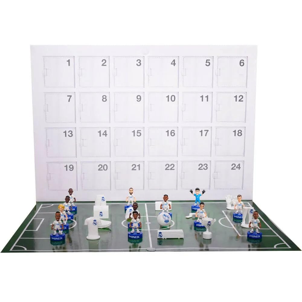 BANDAI, Minix Collectible Figurines, jogo de futebol Real Madrid, jogo com 5 jogadores, recria os melhores momentos de futebol, ideia de presente para crianças e adultos, fãs de futebol (MN17386)