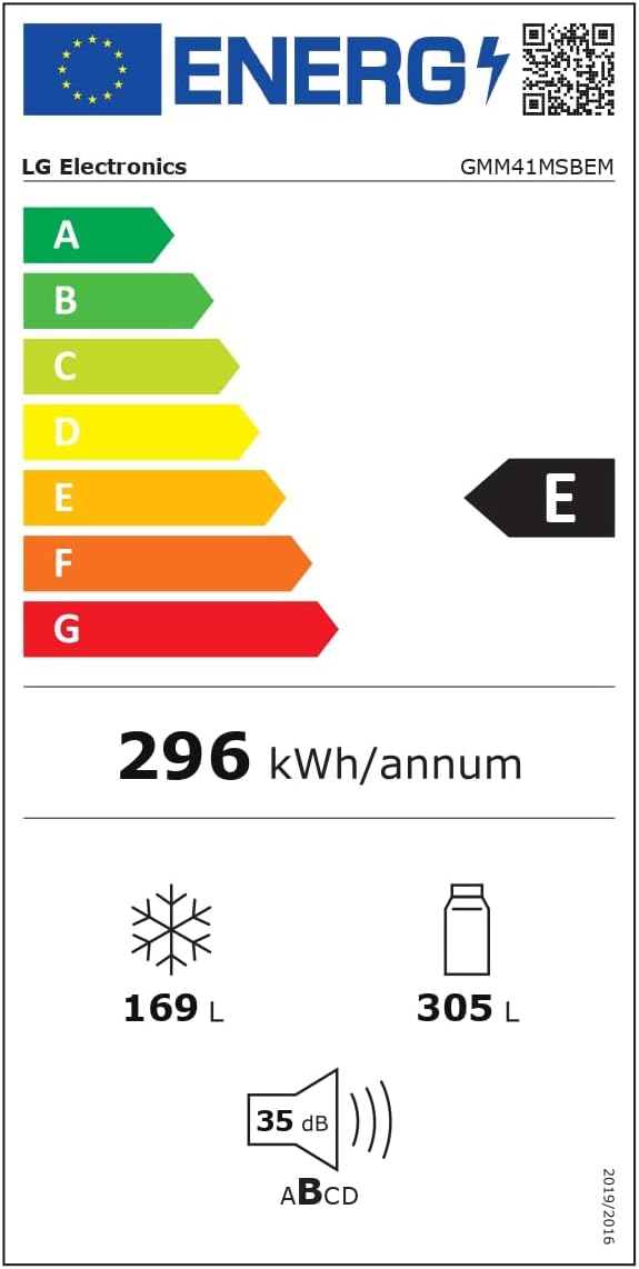 LG GMM41MSBEM - Frigorífico Americano Combi, Total No Frost, Clasificación E, Capacidad 474L, Silver
