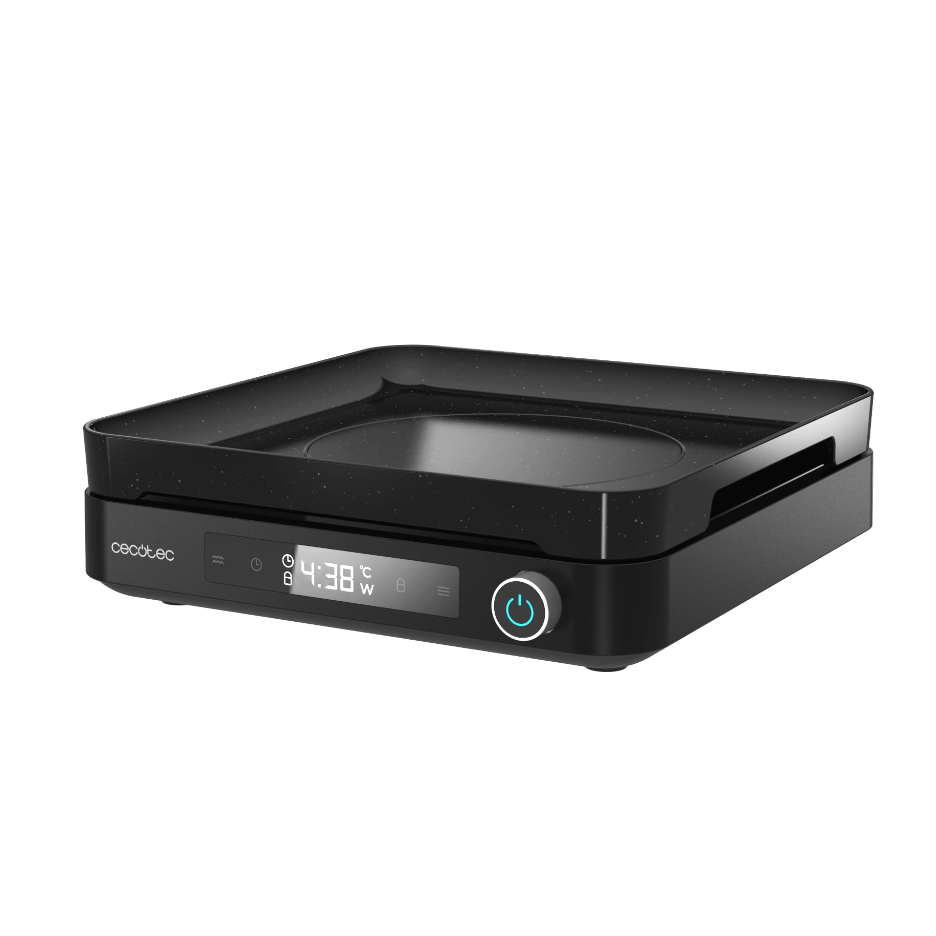 Cecotec Placa de indução portátil 1 fogo Full Magma Slim. 2000 W de potência em 8 níveis, design em vidro de alta resistência, ecrã tátil, temporizador, limpeza fácil