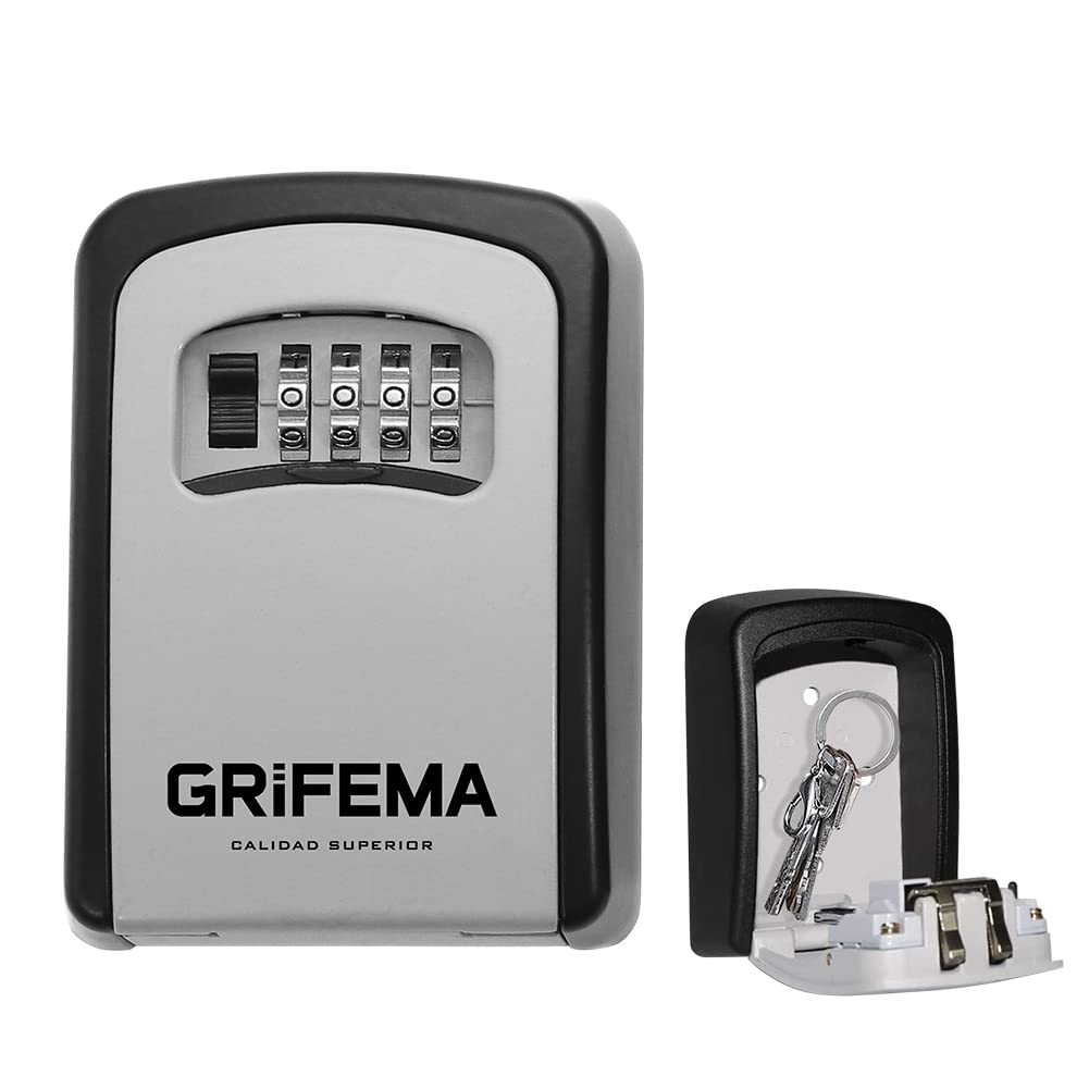 GRIFEMA GA1003-1 Caja de Seguridad para Llaves, Caja de Cerradura, Armarios de Llaves, Pared, Gris