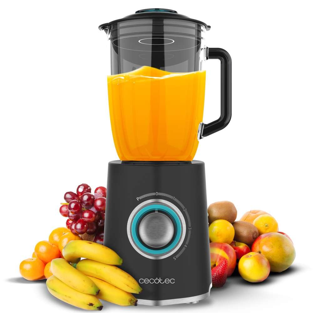 Cecotec Liquidificadora Power Black Titanium 1300 Max B. 1300 W, 2 velocidades, lâmina de 4 folhas de titânio preto e jarro de 1,5 l de capacidade, função de pulso tritura e pulverização, picador de