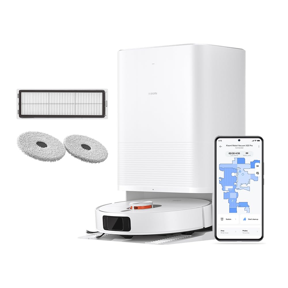 Xiaomi Robot Vacuum S20 - Robot aspirador e limpa-chão com sistema inteligente de navegação a laser (LDS), sucção de 5000 Pa, caminhos de limpeza em ziguezague, branco (versão ES)