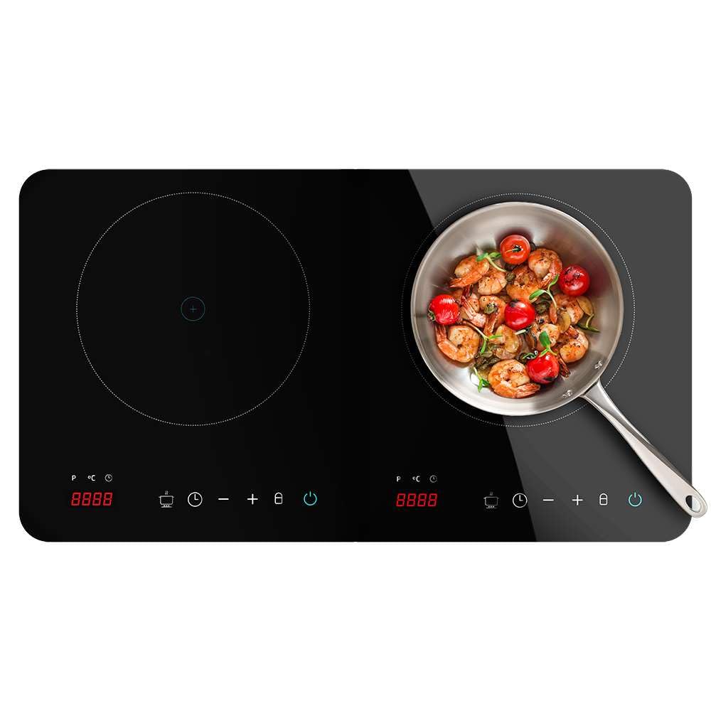 Cecotec Placa de indução portátil 1 fogo Full Magma Slim. 2000 W de potência em 8 níveis, design em vidro de alta resistência, ecrã tátil, temporizador, limpeza fácil