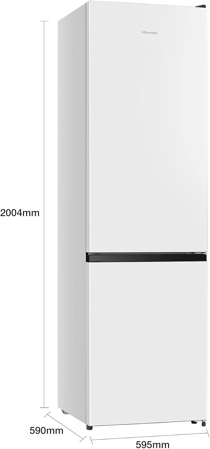 Hisense RB440N4BWE Frigorífico Combinado, classe E eficiente, capacidade de 336 l com 200 cm de altura, super freeze, garrafeiro, porta reversível, silencioso 39dB, cor branca