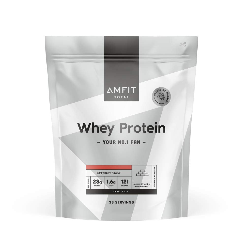Marca Amazon - Amfit Nutrition Proteína de soro de leite em pó, chocolate, 33 porções, 1 kg (embalagem de 1)