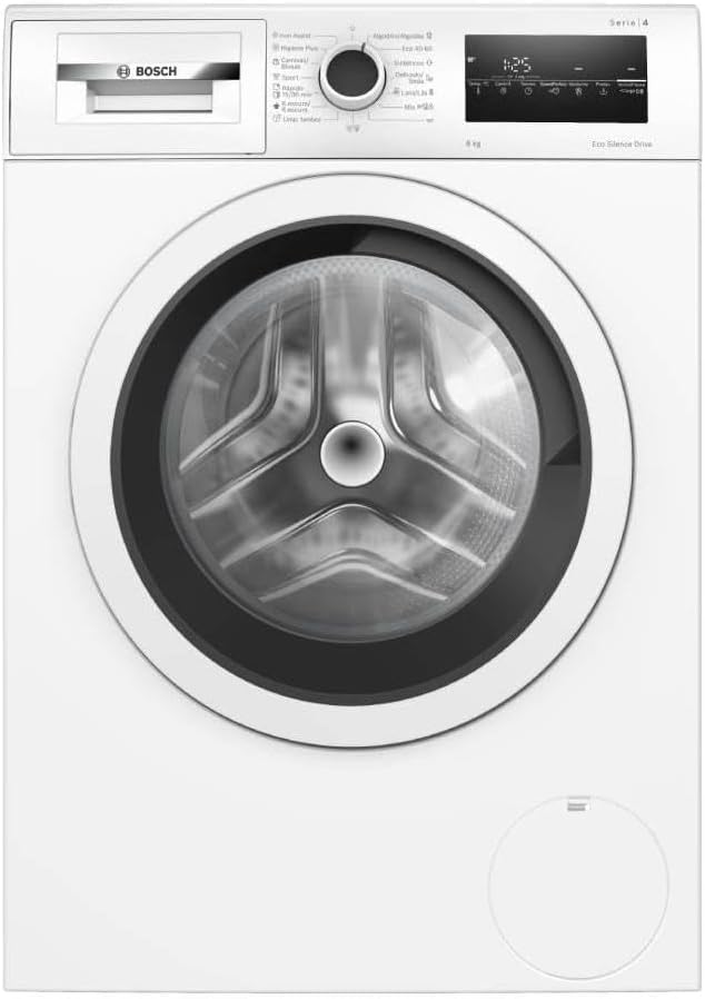Bosch - Máquina de lavar livre instalação, 8 kg, 1200 RPM, série 4, função pausa carregamento, Iron Assist, Motor EcoSilence, branco, WAN24272ES