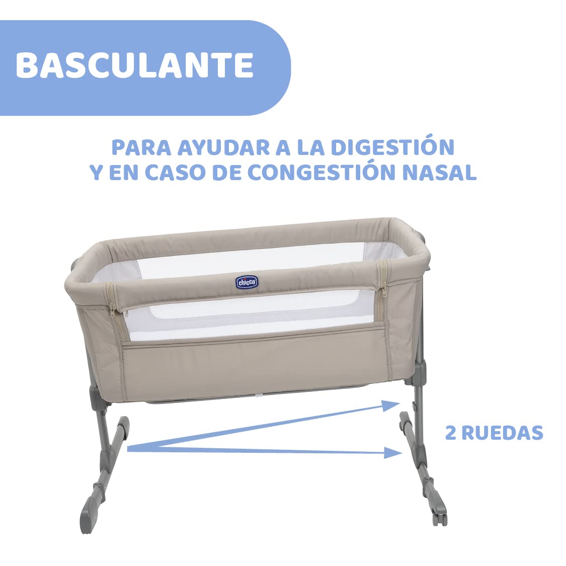 Chicco Next2Me Essential Cuna para Recién Nacido, Sostenible, Compatible con Diferentes Camas, Altura Ajustable, Inclinable, Buena Circulación de Aire, Colchón y Bolsa Incluidos, Color: Dune Re_lux