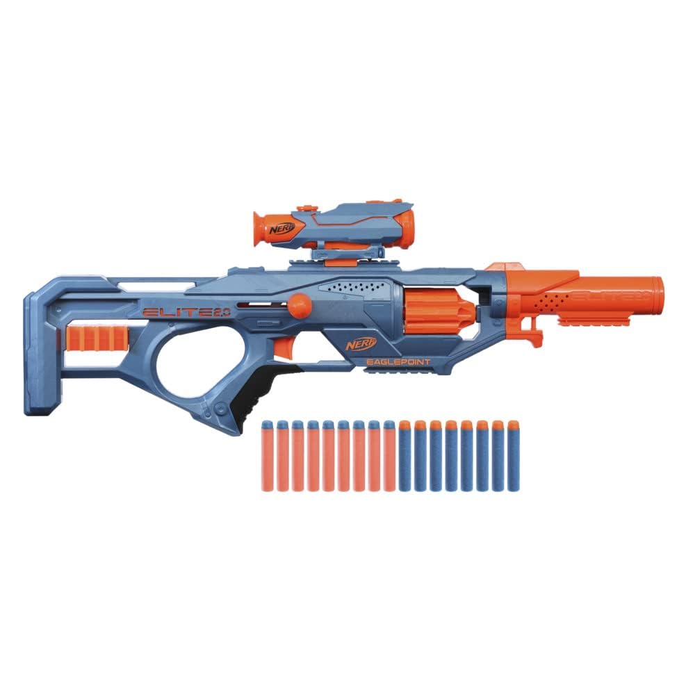 Hasbro Nerf 2.0 Commander RC-6, lançador de dardos de brinquedo, 12 peças, jogos ao ar livre para meninos e meninas de 8 anos ou mais, tambor giratório
