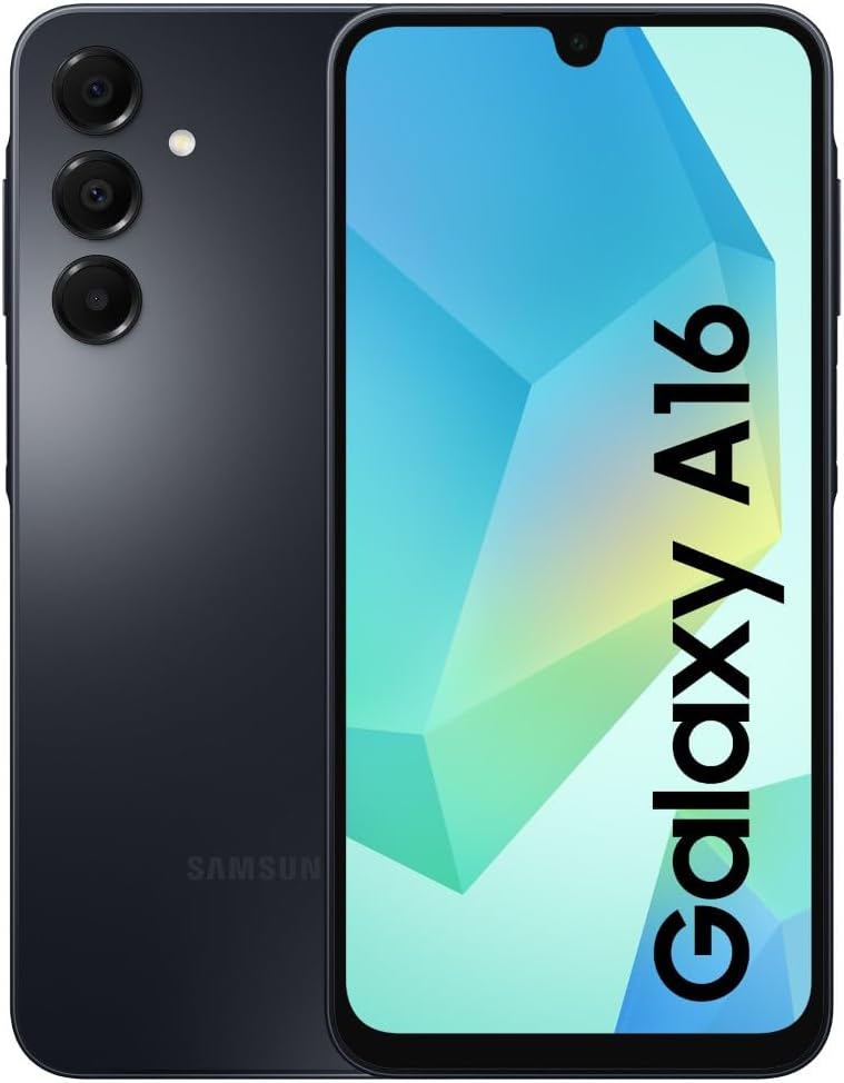 Samsung Galaxy A16 4G LTE, telemóvel Android, ecrã 6,7" super AMOLED, várias câmaras, armazenamento de 256 GB, preto (versão espanhola), garantia do fabricante 3 anos + 1 ano extra