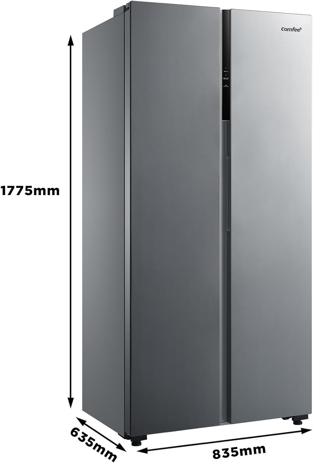 Comfee ' RCS609IX2 Frigorífico-Congelador americano 460 L (271 + 189)/Não Frost/Compressor Inverter/177,5 cm de altura/de refrigeração/189 L de congelação/controlo duplo/SuperCool, Inox