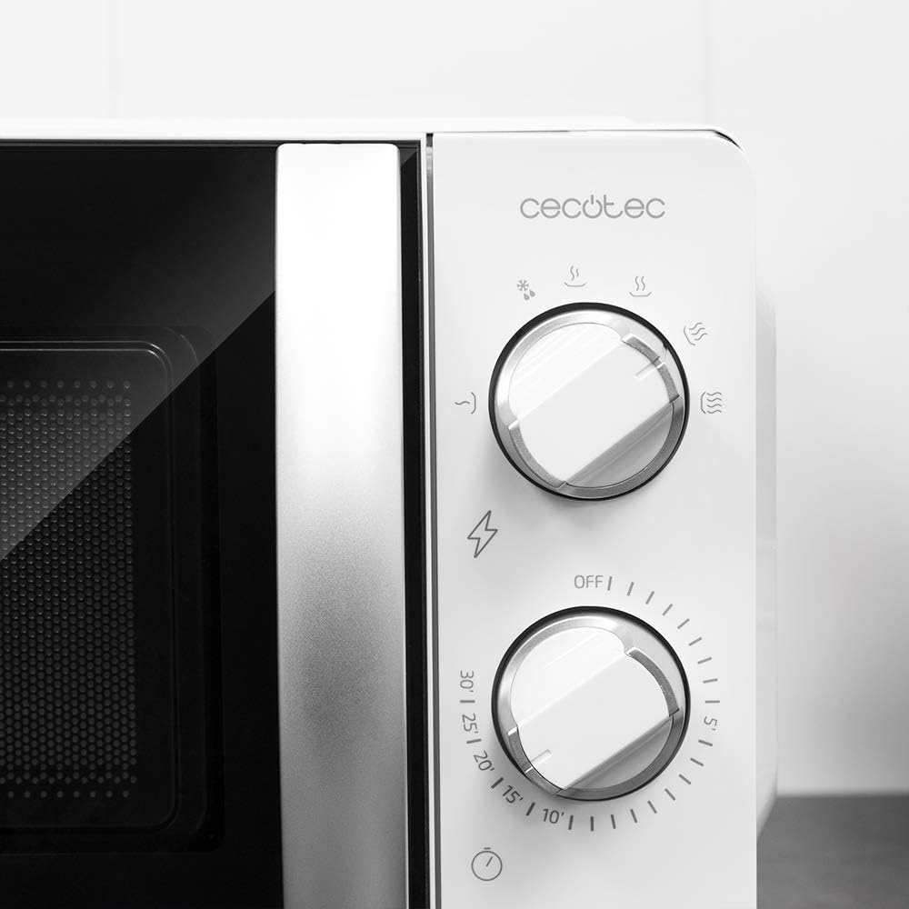 Cecotec Microondas ProClean 2010. 700 W de potência, capacidade de 20 l, tecnologia 3DWave, modo de descongelação, 6 níveis de potência, temporizador 30 mins, design compacto