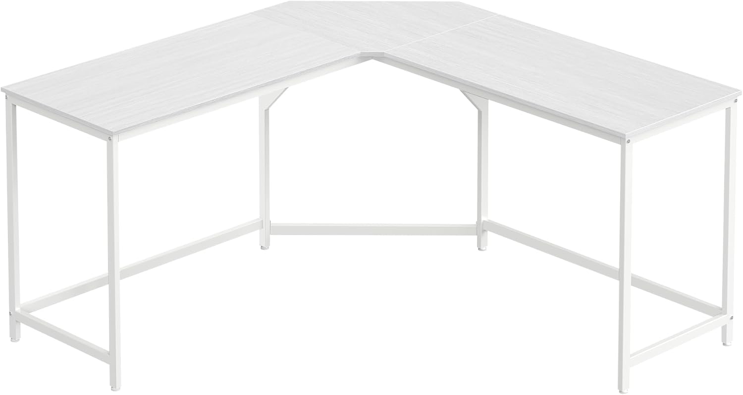 VASAGLE Escritório de canto, mesa em forma de L, 149 x 149 x 76 cm, economiza espaço, escritório em casa, jogos, branco Bordo LWD073W01