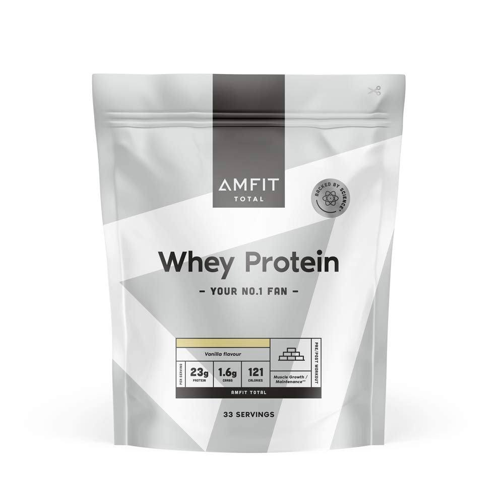 Marca Amazon - Amfit Nutrition Proteína de soro de leite em pó, chocolate, 33 porções, 1 kg (embalagem de 1)
